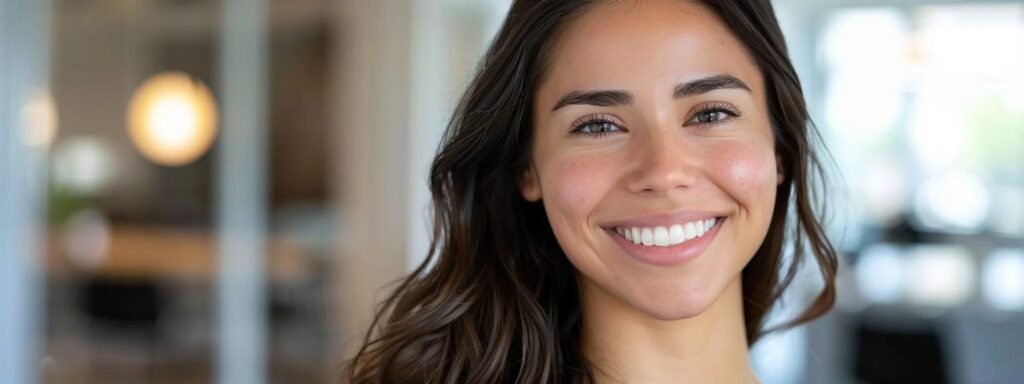 a radiant smile showcases the transformative power of cosmetic dentistry, highlighting affordability and accessibility in a modern san antonio dental office with bright, inviting lighting.